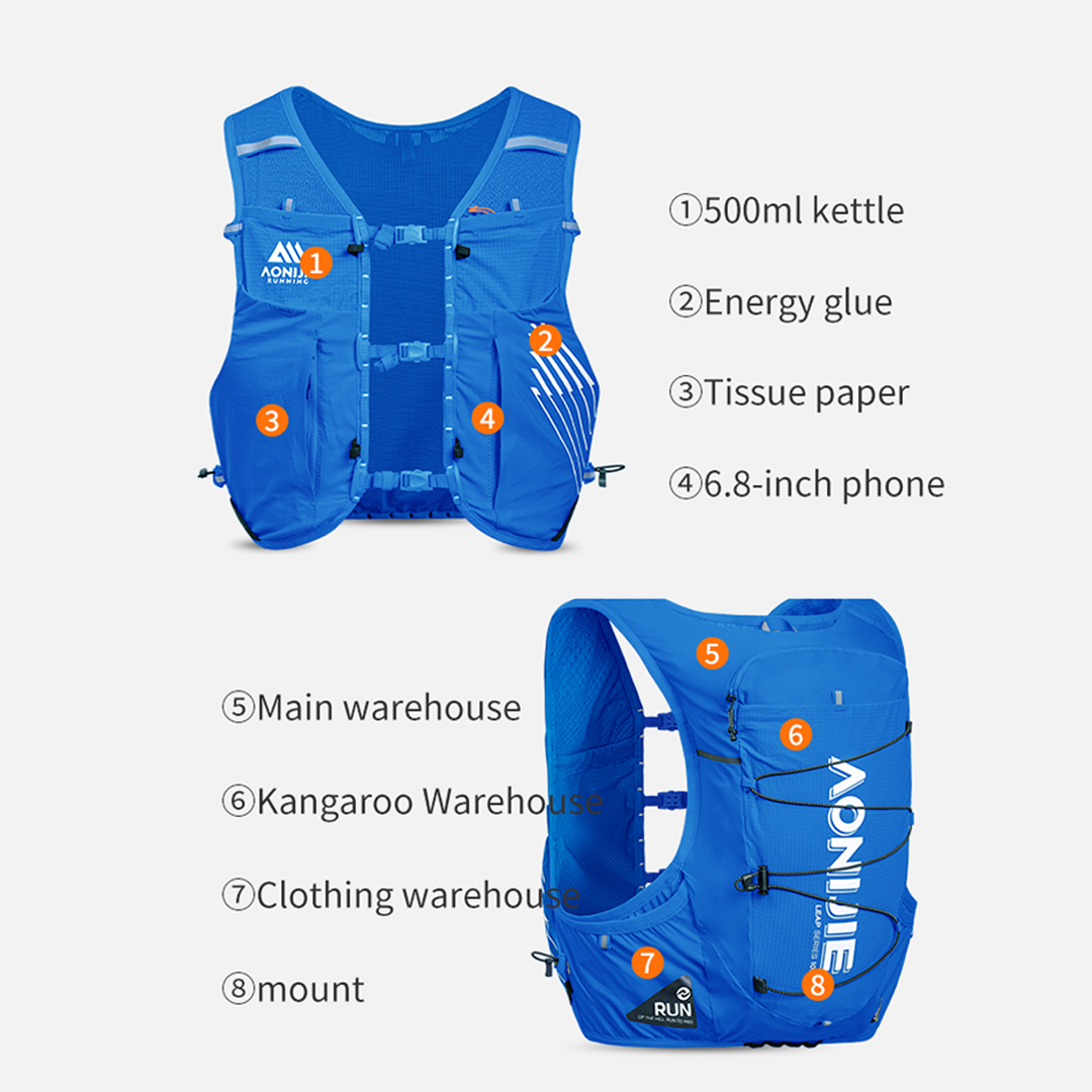 Aonijie C9116 Hydration Backpack Vest - 10 Liter Trail Running Sports - Blue