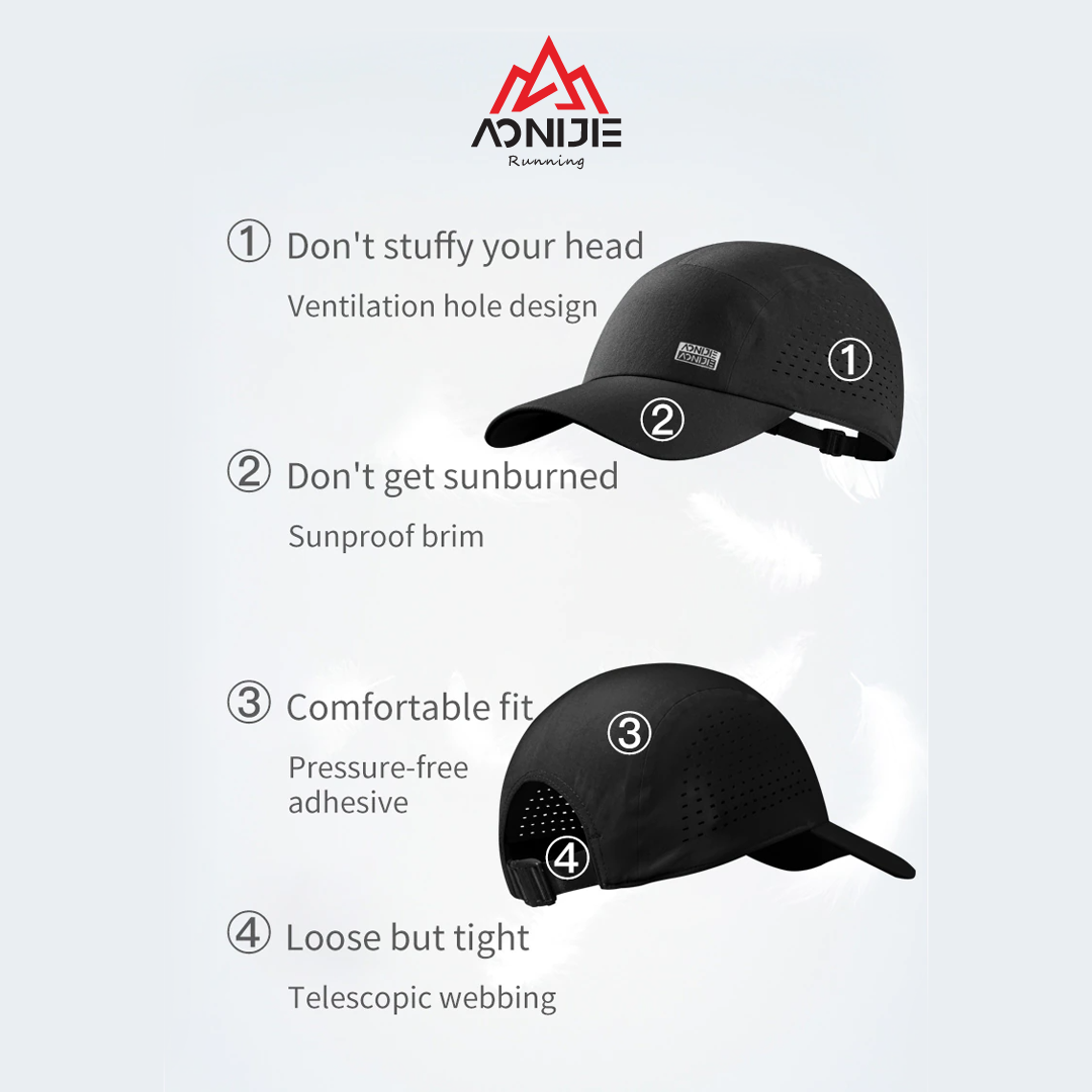 Aonijie E4608 Cap Hat Quick Dry - Sports Golf Running Outdoor Hats - BLACK