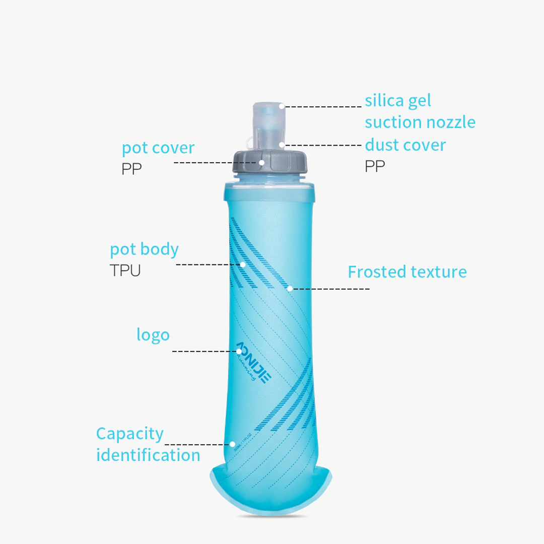AONIJIE Soft Flask SD24 Type B - 500ml - Outdoor Soft Water Bottle TPU / PP 500ML Foldable Soft Flask Pull Switch Water Bottle for Sports Running | Cycling