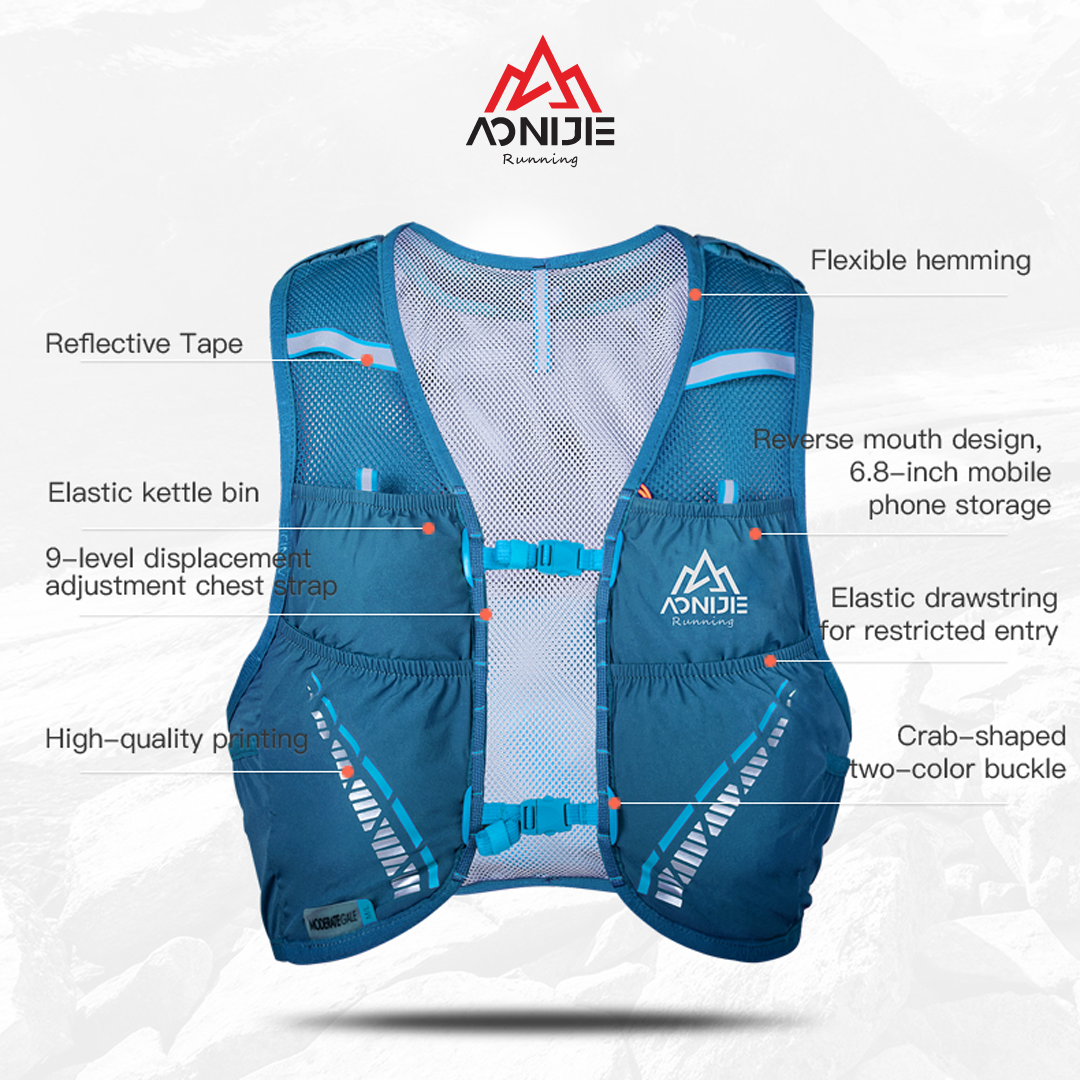 Aonijie Hydration Backpack Vest C933S - 5L Trail Running - BLUE