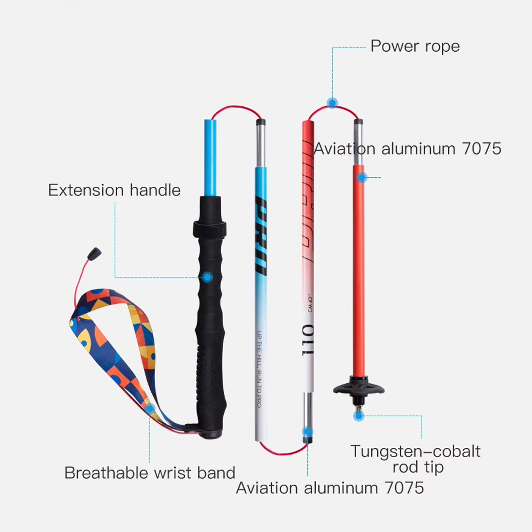 Aonijie Foldable Trekking Pole E4207 - Trail Running Hiking Outdoor - Red Yellow