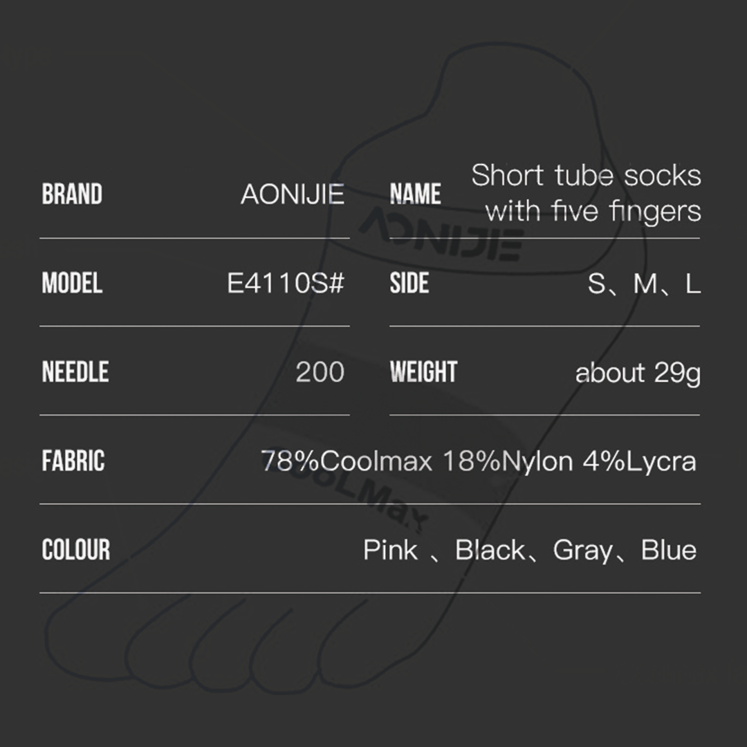 AONIJIE E4110S Running Toe Socks - Kaos Kaki Jari - Running | Cycling