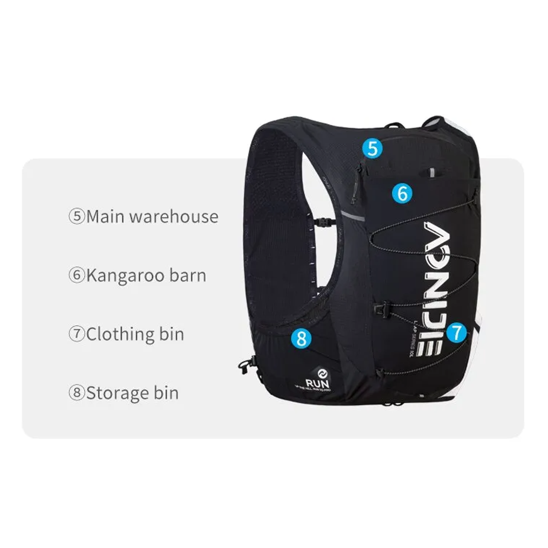 Aonijie C9116 Hydration Backpack Vest - 10L Trail Running - Black