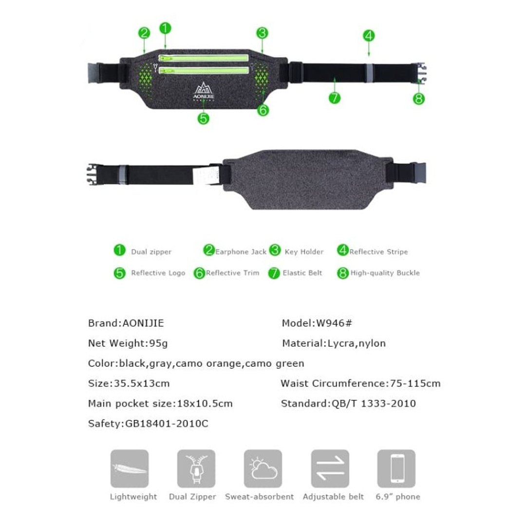 AONIJIE Waist Bag W946 - Sports | Run | Cycling | Gym | Outdoor
