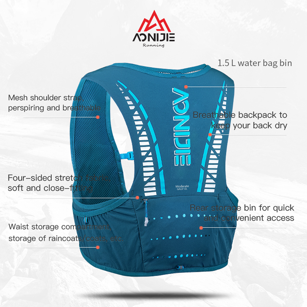 Aonijie Hydration Backpack Vest C933S - 5L Trail Running - BLUE