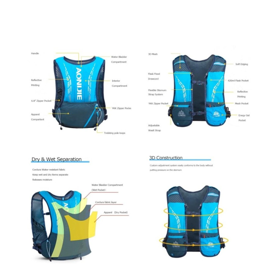AONIJIE C9102S Hydration Backpack Vest 5L Marathon Running