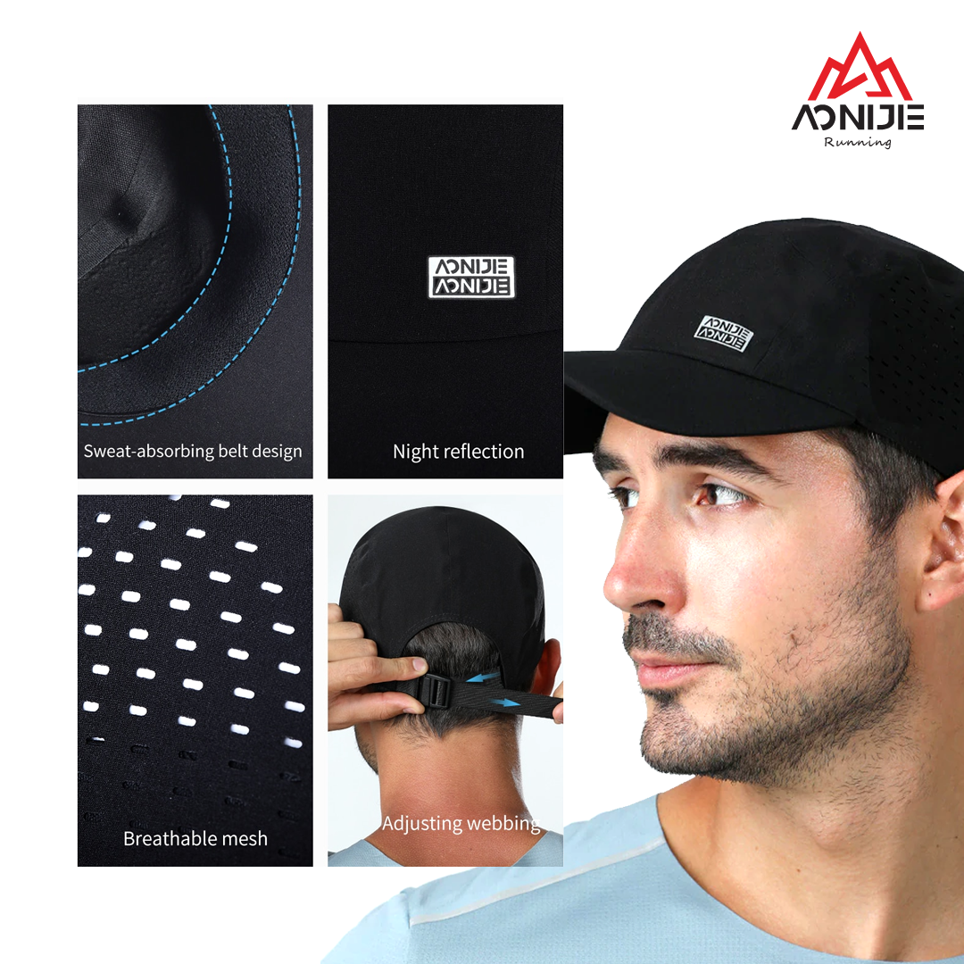 Aonijie E4608 Cap Hat Quick Dry - Sports Golf Running Outdoor Hats - BLACK