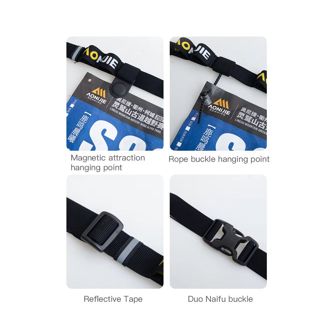 Aonijie E4435 BIB Race Number Belt Magnetic or Rope Type Tali BIB