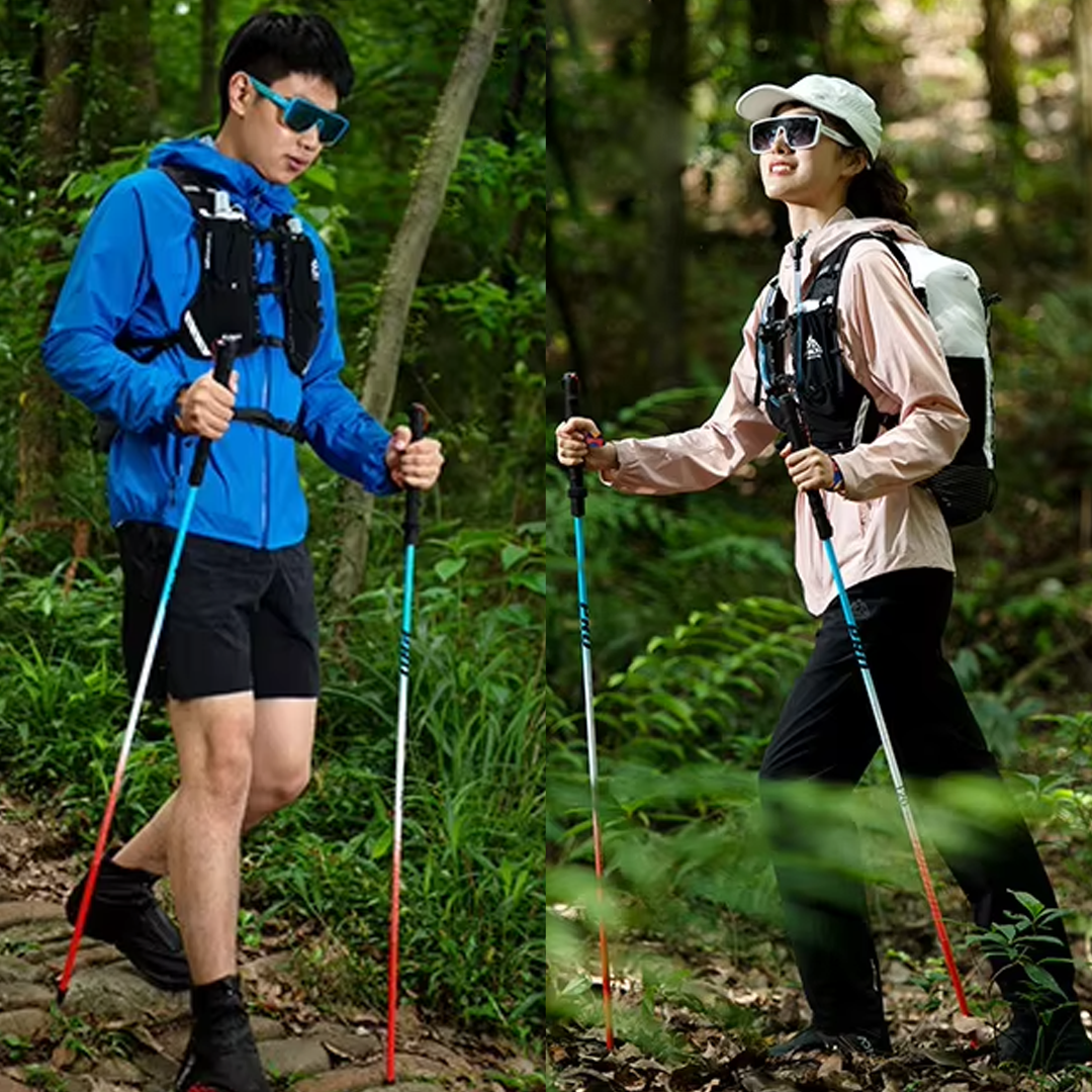 Aonijie Foldable Trekking Pole E4207 - Trail Running Hiking Outdoor - Red Yellow