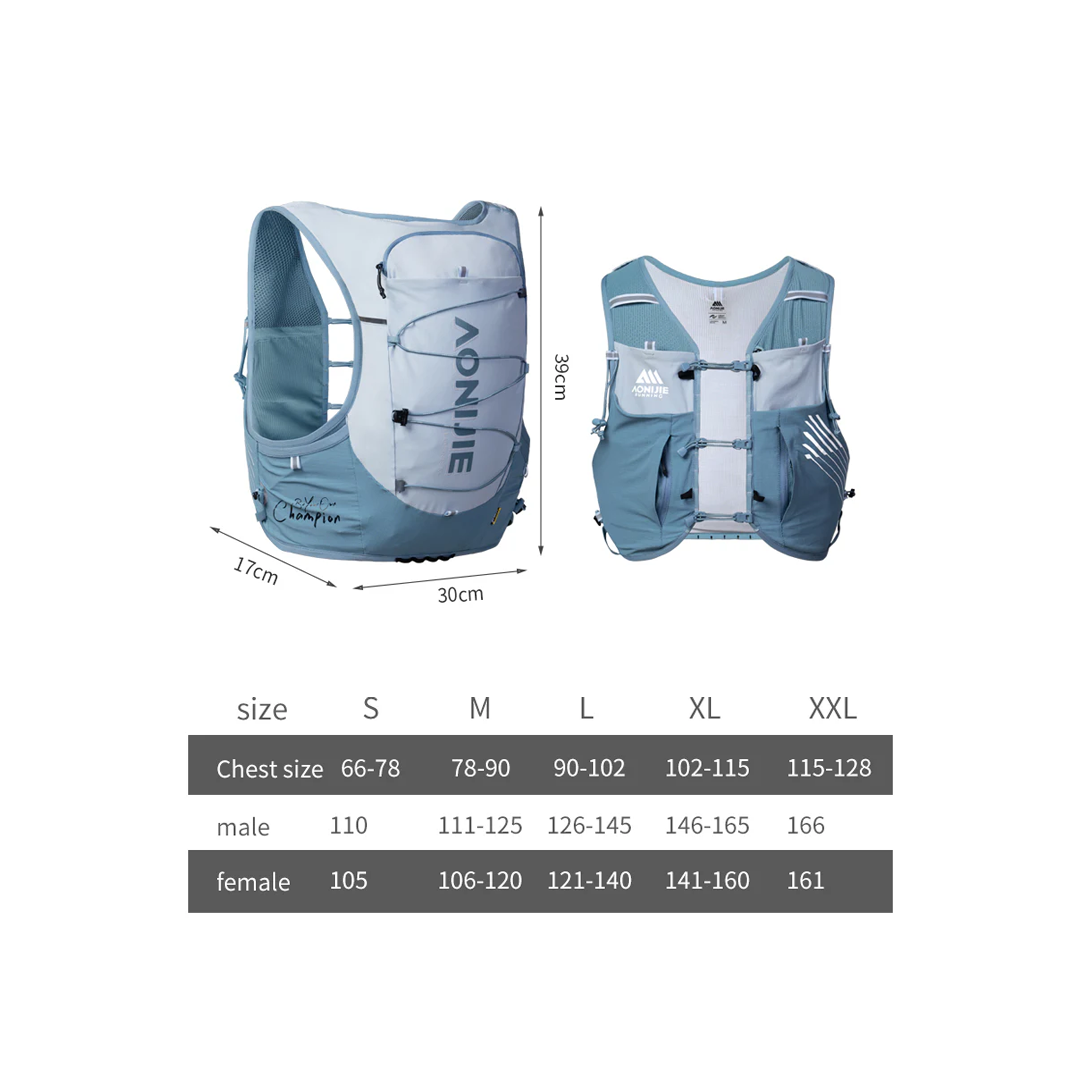 Aonijie C9116 Light Blue Hydration Backpack Vest - 10 Liter Trail Running Sports