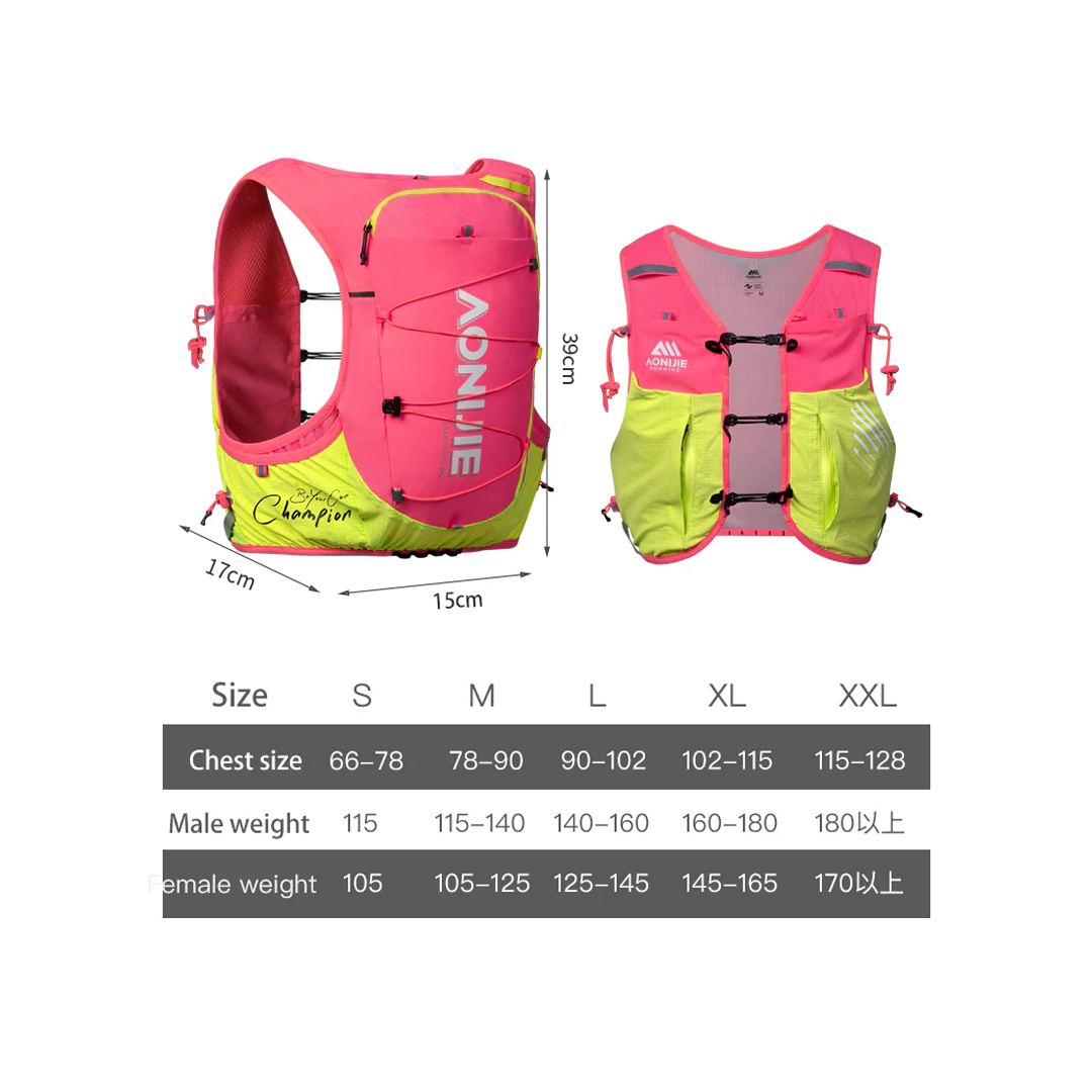 Aonijie C9116 Light Pink Hydration Backpack Vest - 10 Liter Trail Running Sports