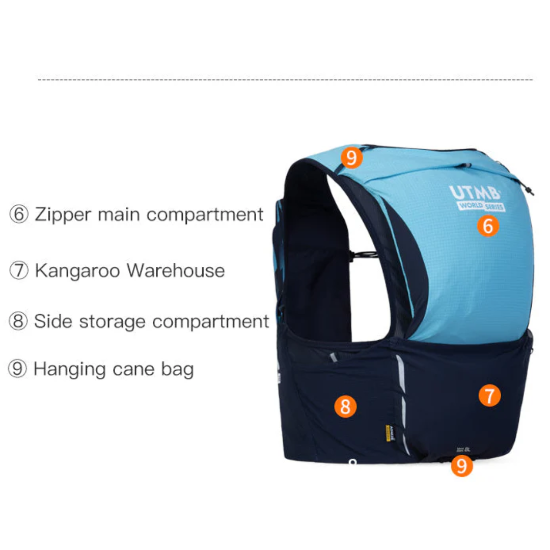 Aonijie UTMB Hydration Backpack Vest 8L - Trail Running Sports - BLUE