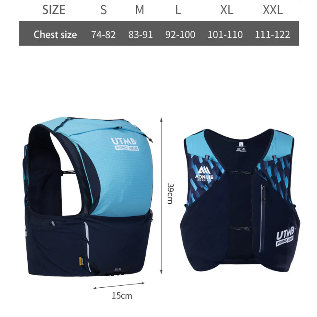 Aonijie UTMB Hydration Backpack Vest 8L - Trail Running Sports - BLUE