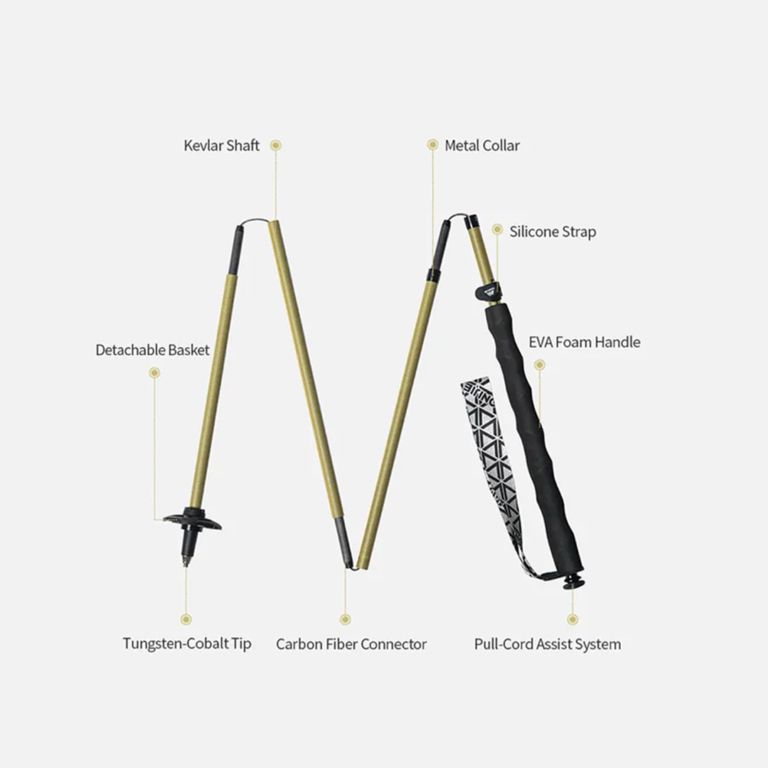 Aonijie Foldable Carbon Fiber Trekking Pole E4220 - Stick Trail Hiking Outdoor Camping - GREEN