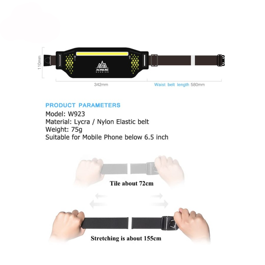 AONIJIE Waist Bag W923 - Tas Pinggang - Lari | Sepeda | Gym | Outdoor