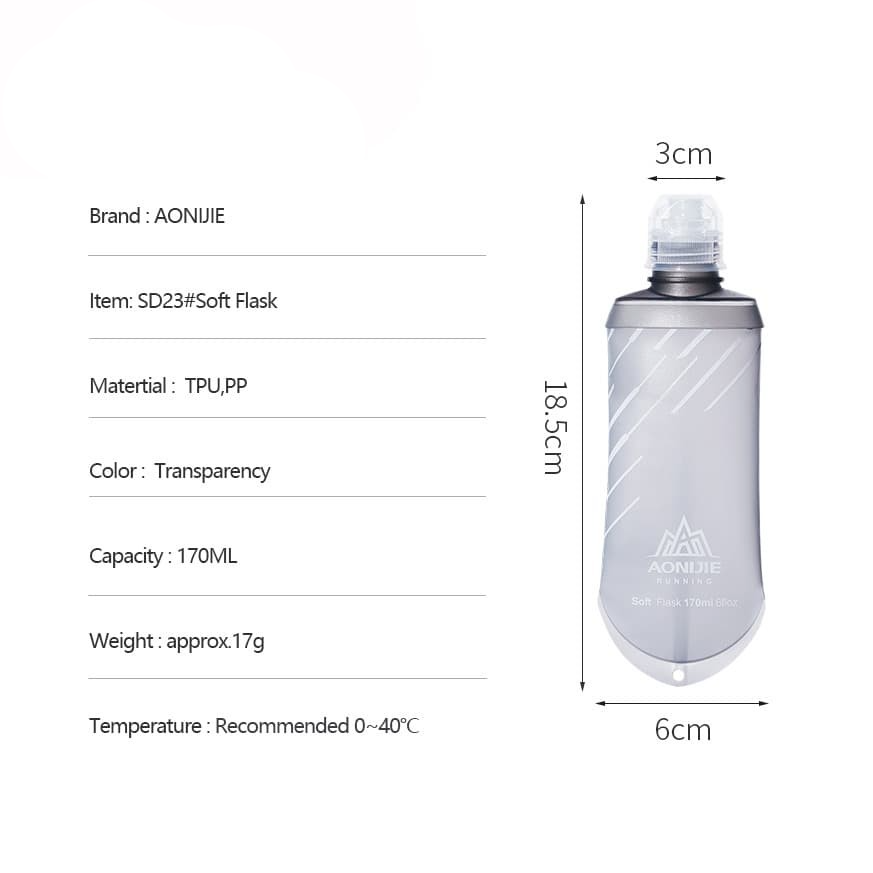 AONIJIE SD23 Nutrition Energy Gel Soft Flask 170ml - Sports Water Bag Hydration Nutrition Energy Gel Soft Flask Water Bottle | Marathon | Running | Hiking