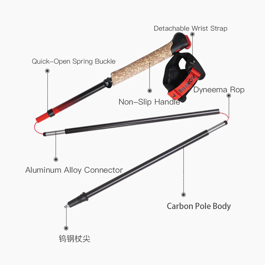 Aonijie Foldable Carbon Fiber Trekking Pole E4218 - Stick Trail Hiking
