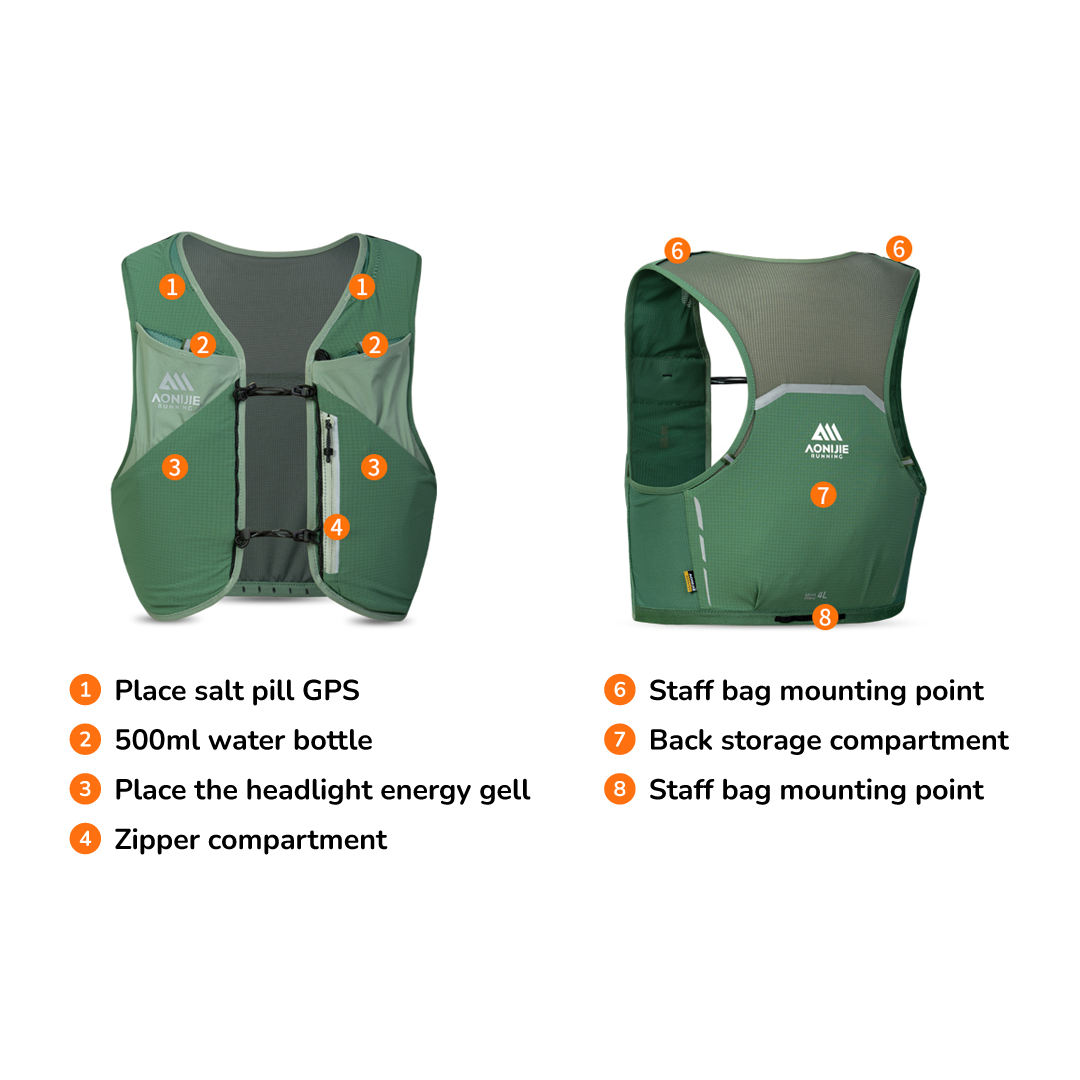 Aonijie UTMB Hydration Backpack Vest - Trail Running Sports - BLACK