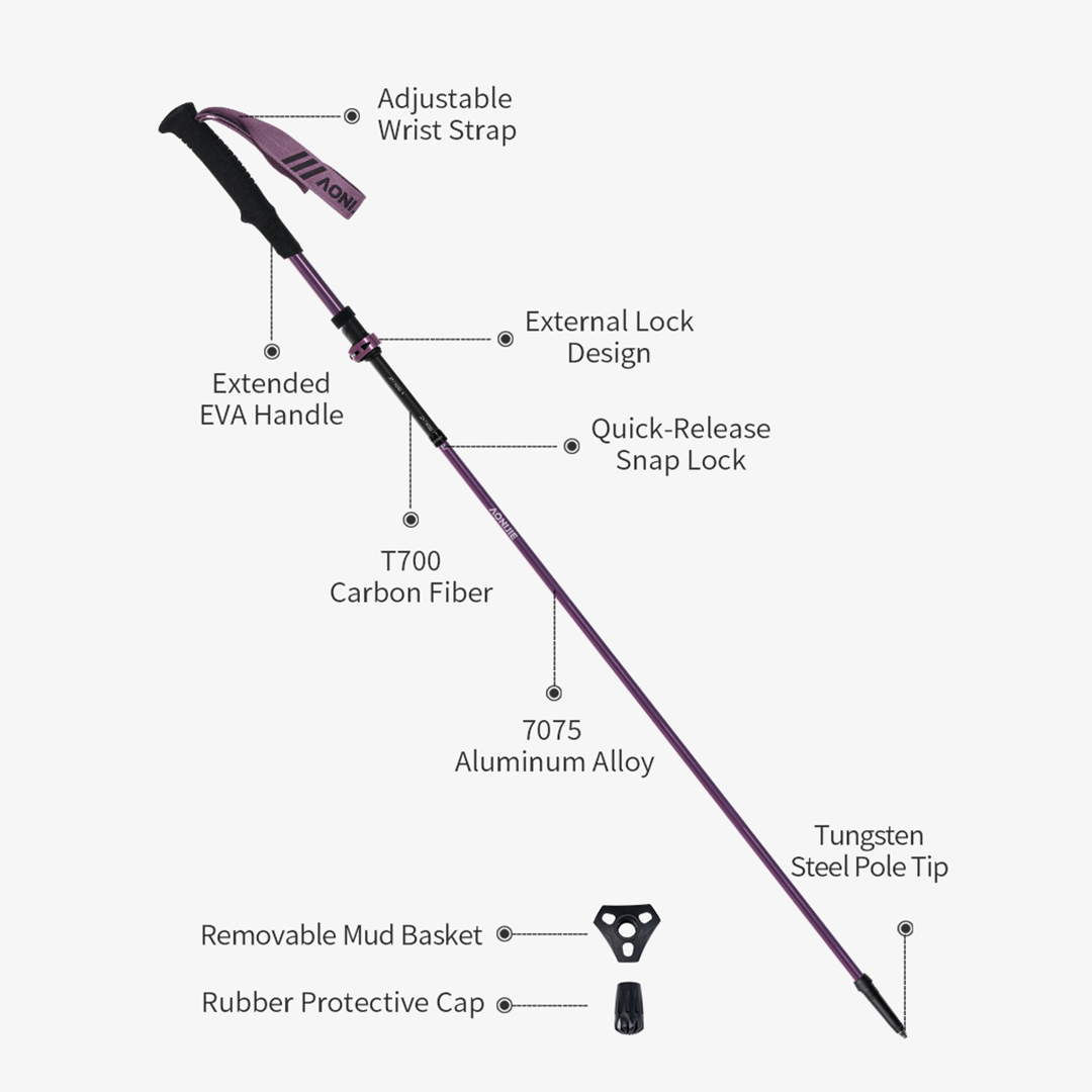 Aonijie Foldable Carbon Fiber Trekking Pole E4225 - Stick Trail Hiking Outdoor Camping