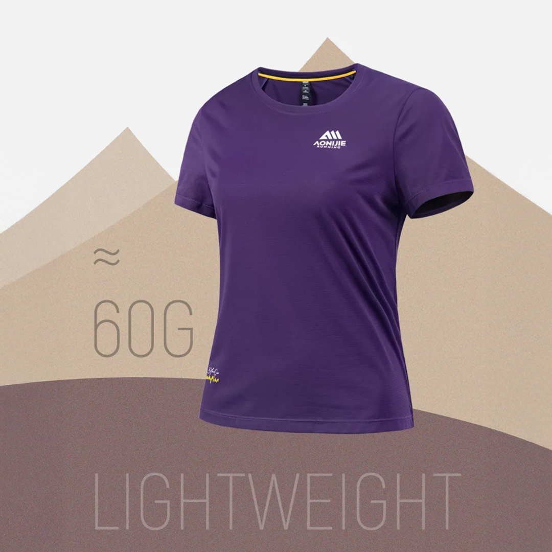 Aonijie FW6231 Women Running Sport Short Sleeve - Baju Lari Wanita Olahraga - BLACK