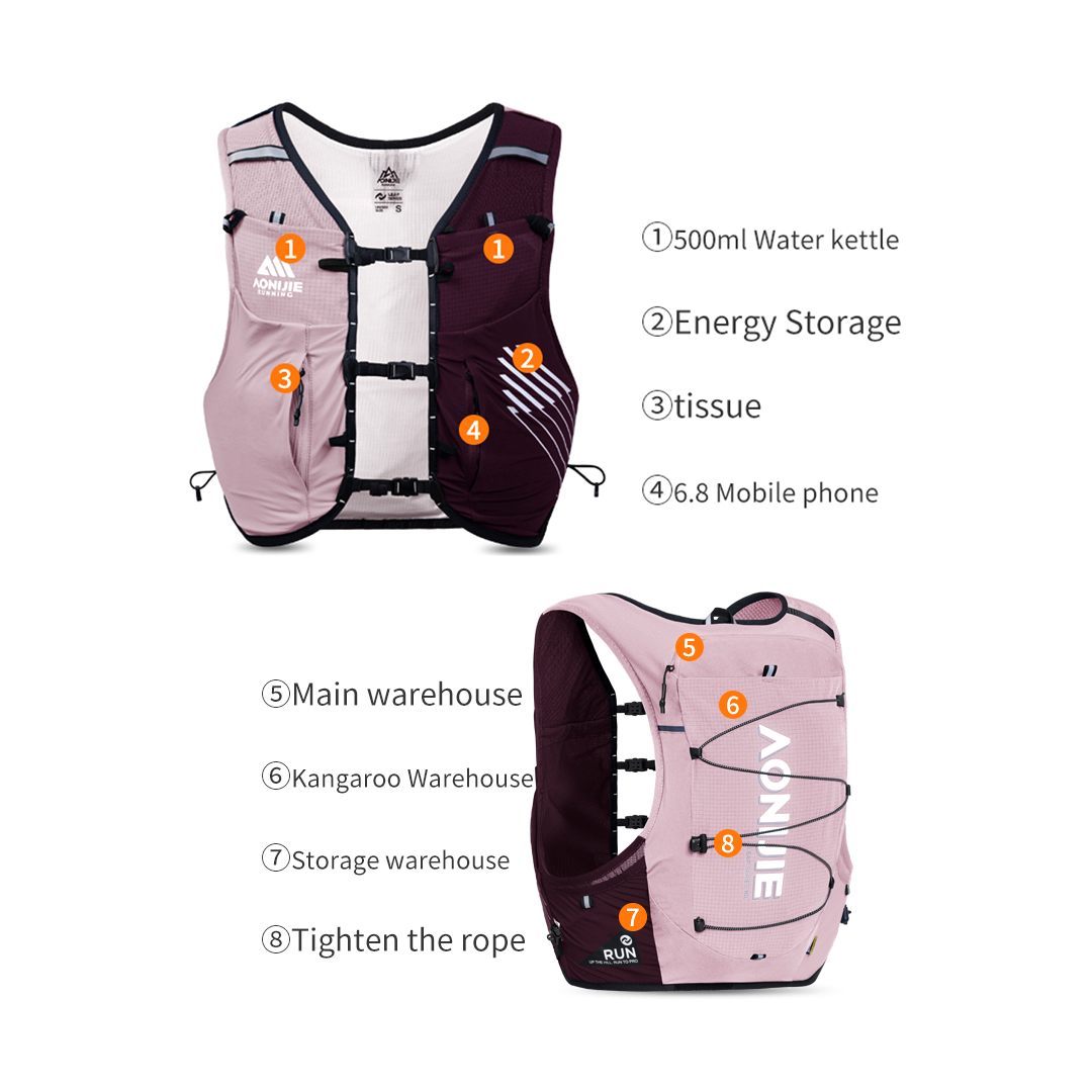Aonijie C9116 Hydration Backpack Vest - 10 Liter Trail Running Sports - Pink Redwine