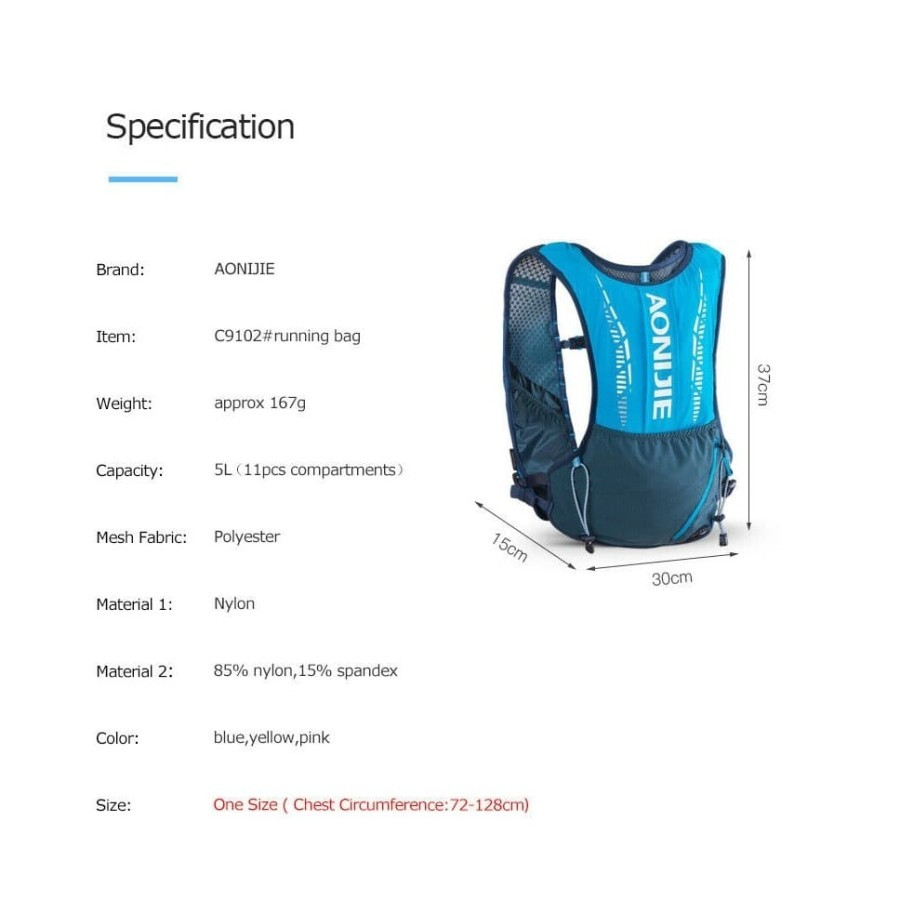 Gilet D'hydratation Léger Alaoo Pour Running, VTT, Randonnée - 1.5L, Réglable, Bandes Réfléchissantes, Noir