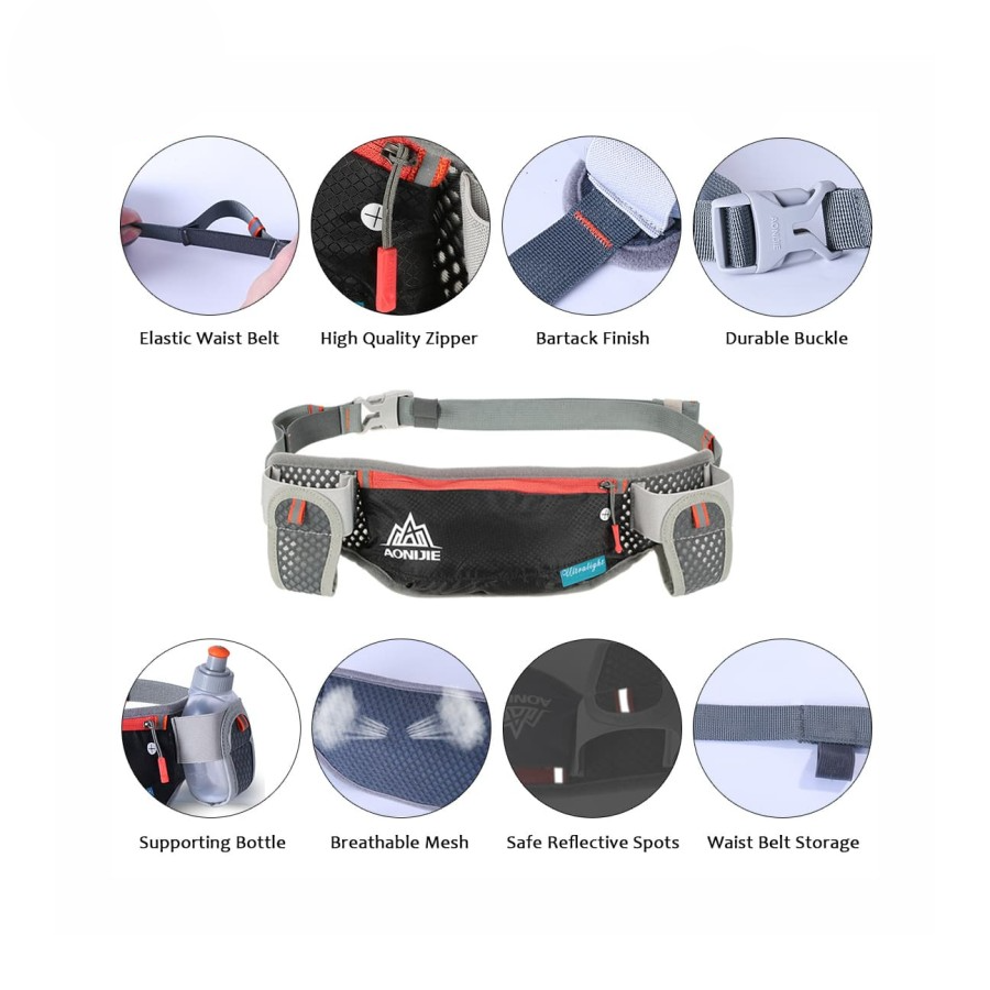 AONIJIE Waist Bag E882 - Outdoor Running Sports Waist Bag Belt Multifunctional Zipper Pockets Waterproof Mobile Phone Bag