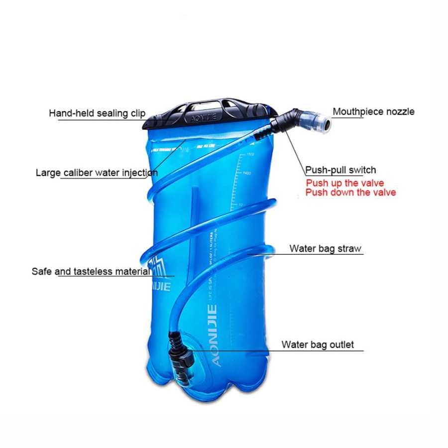 AONIJIE Water Bladder Bag SD16 - 1.5L 2L 3L - Running Hiking Sports Water Bag BPA Free Soft Reusable Hydration Water Bladder Foldable Water Bottle