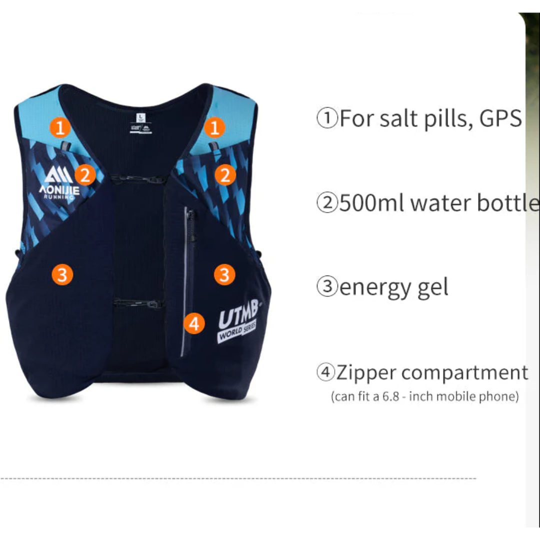 Aonijie UTMB Hydration Backpack Vest 4L - Trail Running Sports - BLUE