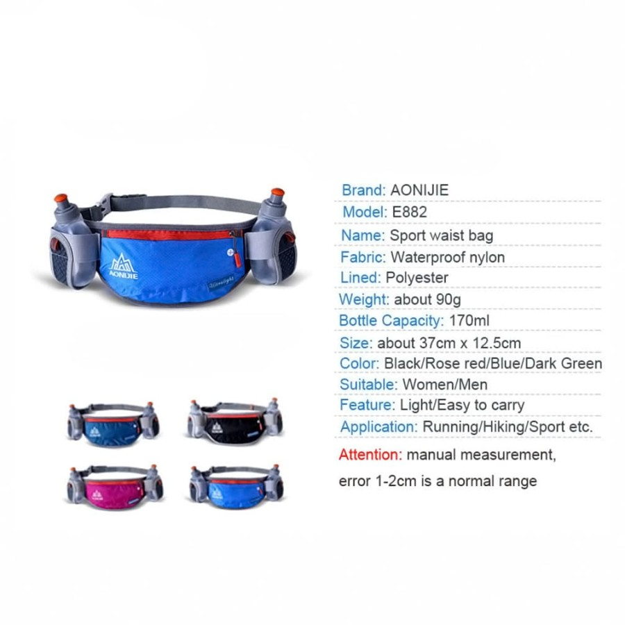 AONIJIE Waist Bag E882 - Outdoor Running Sports Waist Bag Belt Multifunctional Zipper Pockets Waterproof Mobile Phone Bag