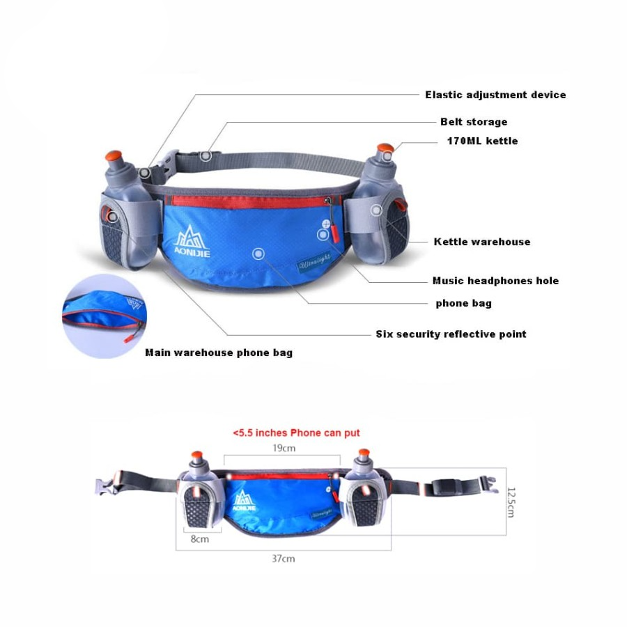 AONIJIE Waist Bag E882 - Outdoor Running Sports Waist Bag Belt Multifunctional Zipper Pockets Waterproof Mobile Phone Bag