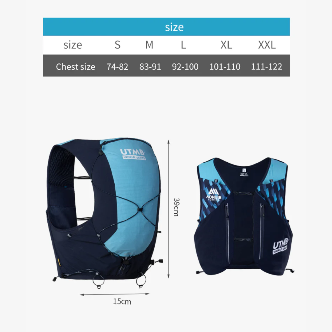 Aonijie UTMB Hydration Backpack Vest 12L - Trail Running Sports - BLUE