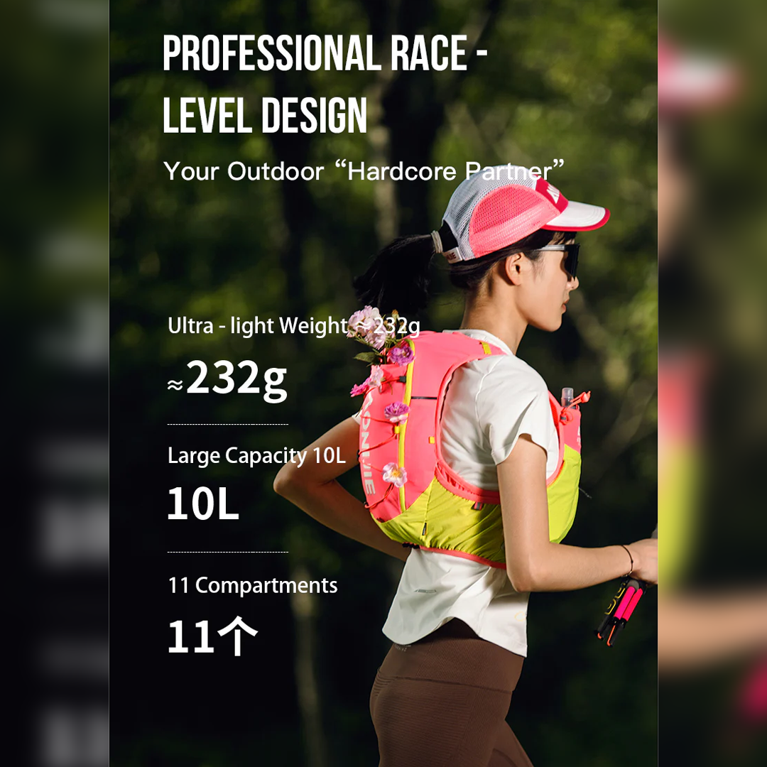 Aonijie C9116 Light Pink Hydration Backpack Vest - 10 Liter Trail Running Sports