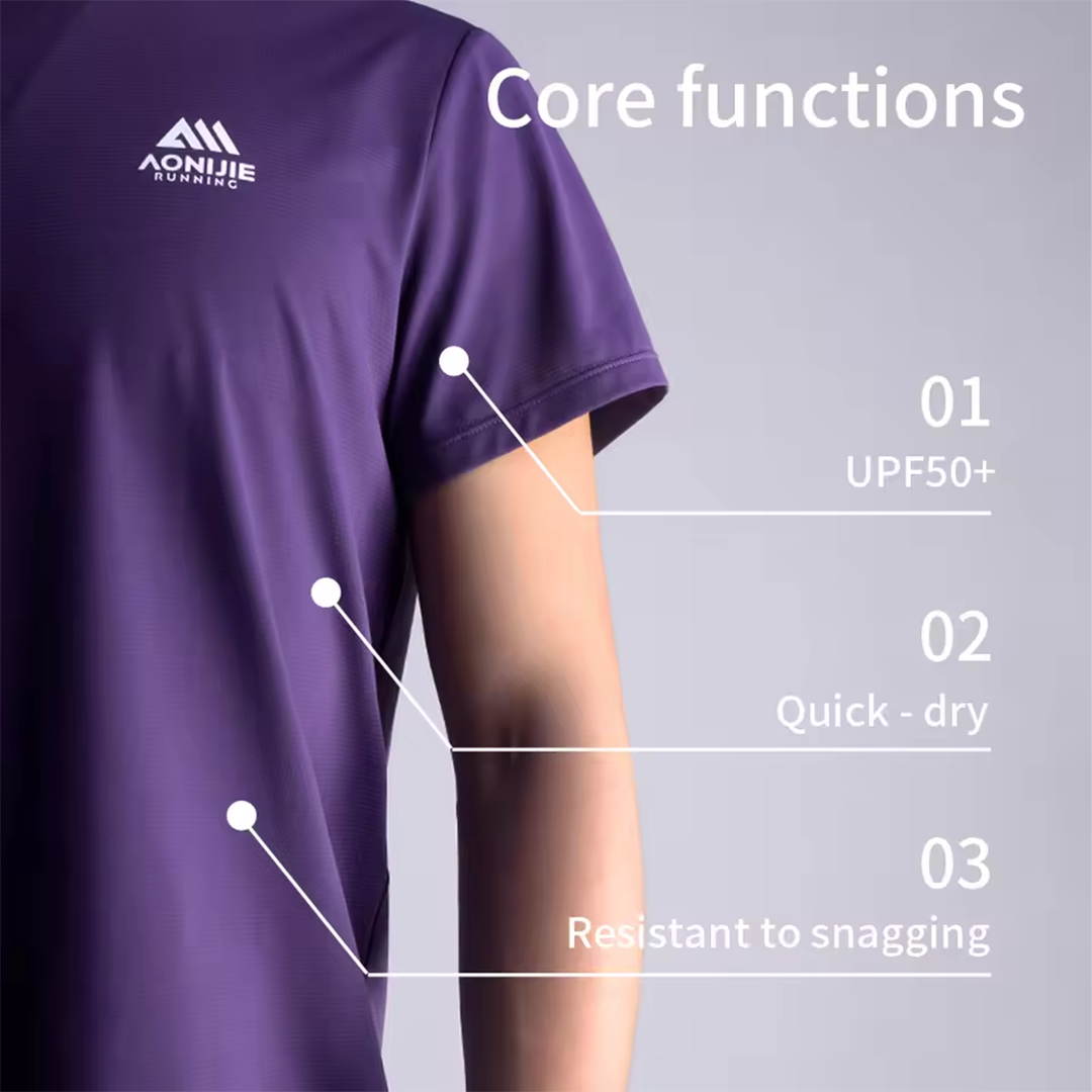 Aonijie FM5231 Men Running Sport Short Sleeve - Baju Lari Pria Olahraga - BLACK