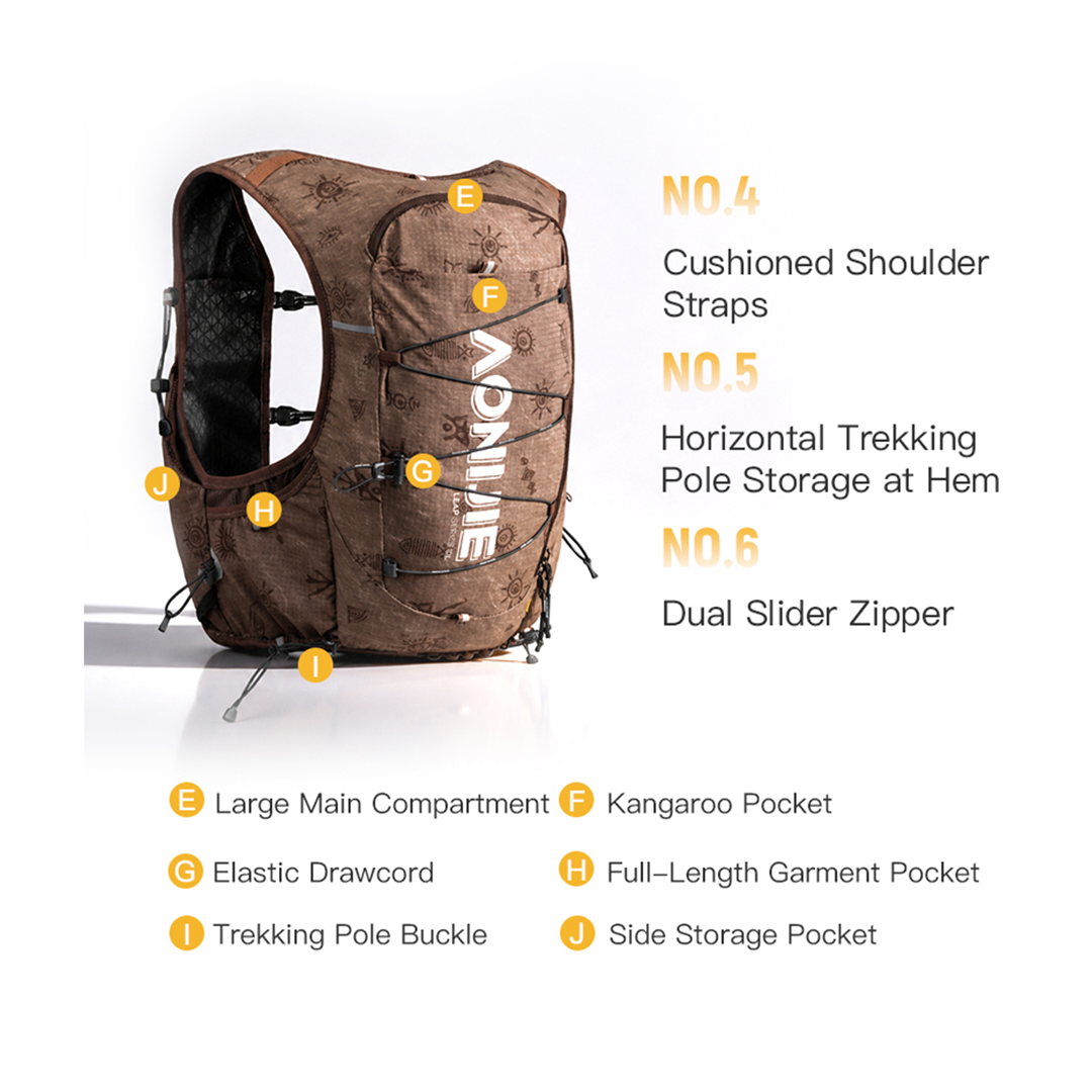 Aonijie C9119 Hydration Backpack Vest - 10 Liter Trail Running Sports - COFFEE WEAVE