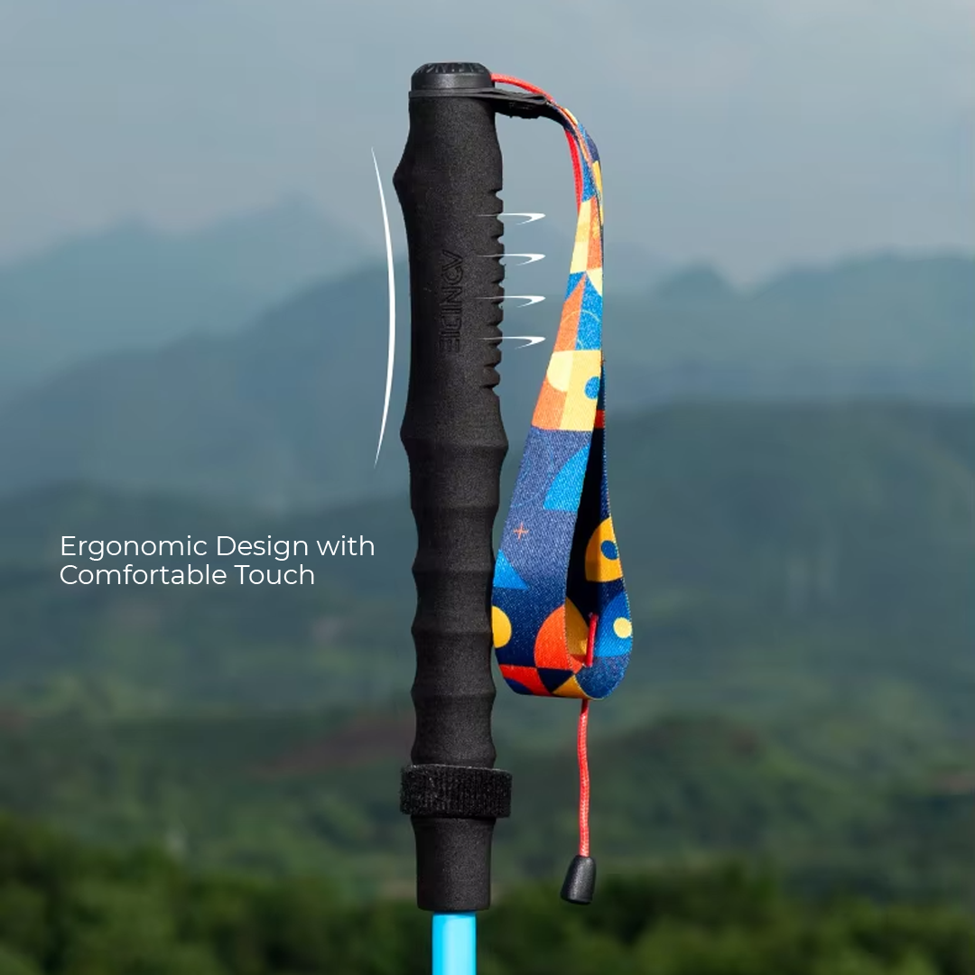 Aonijie Foldable Trekking Pole E4207 - Trail Running Hiking Outdoor - Blue Red