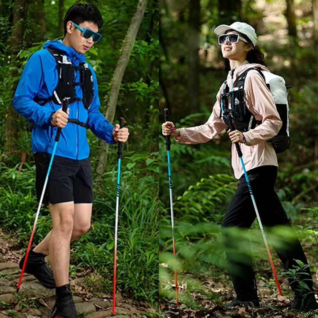 Aonijie Foldable Trekking Pole E4207 - Trail Running Hiking Outdoor - Blue Red