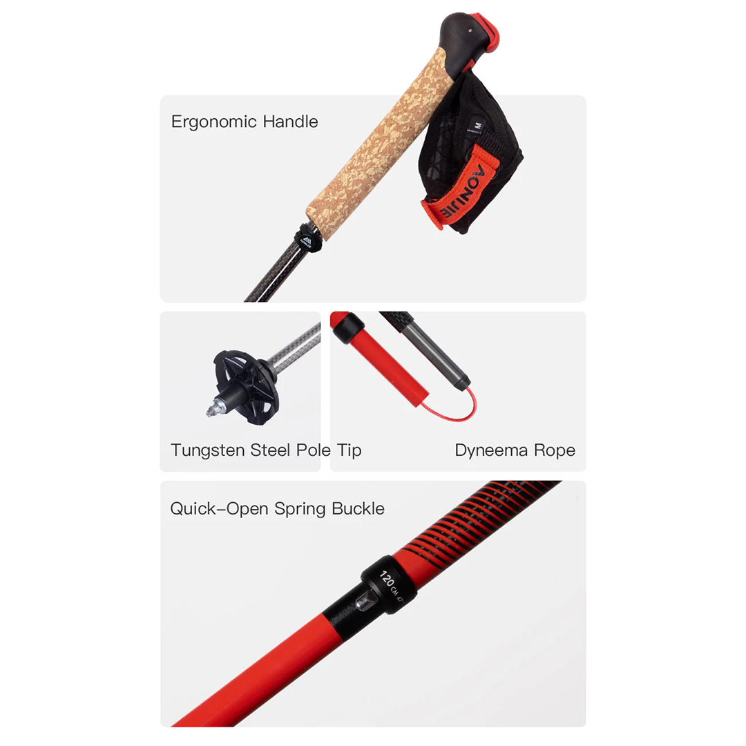 Aonijie Foldable Carbon Fiber Trekking Pole E4218 - Stick Trail Hiking