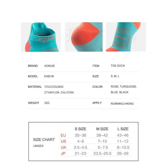AONIJIE E4801 Running Toe Socks 3 PAIR - Kaos Jari Kaki Lari Sepeda