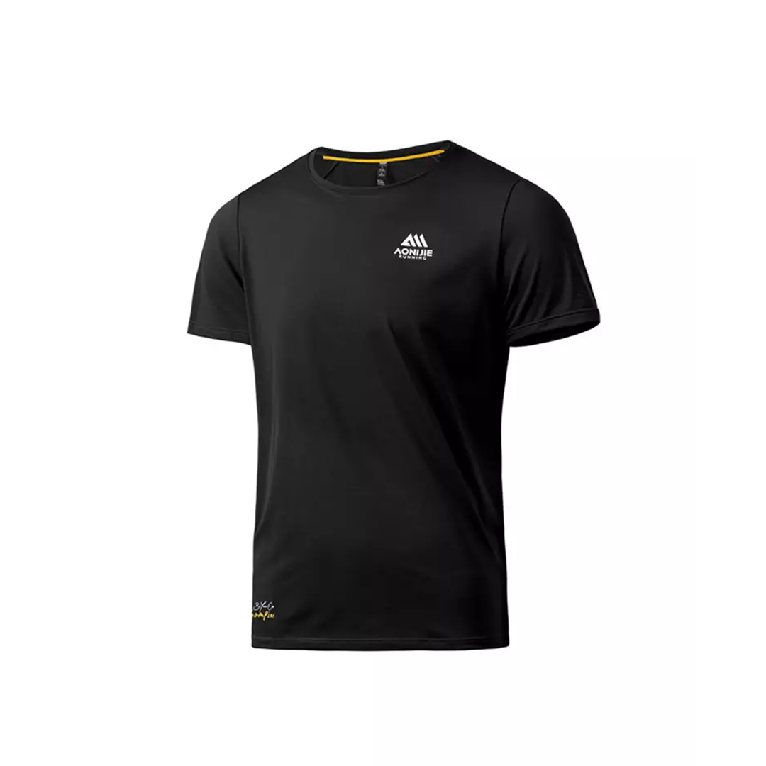 Aonijie FM5231 Men Running Sport Short Sleeve - Baju Lari Pria Olahraga - BLACK