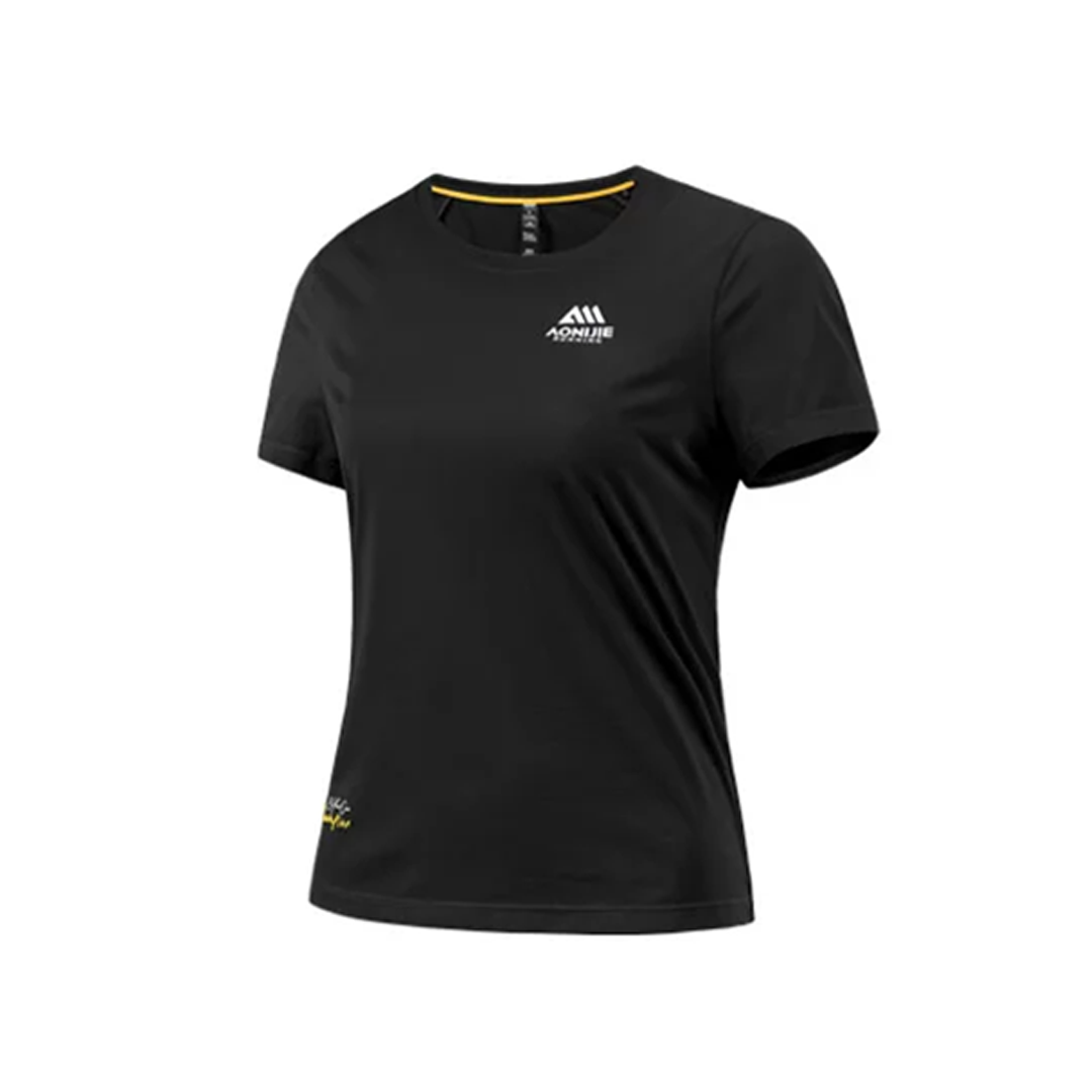 Aonijie FW6231 Women Running Sport Short Sleeve - Baju Lari Wanita Olahraga - BLACK