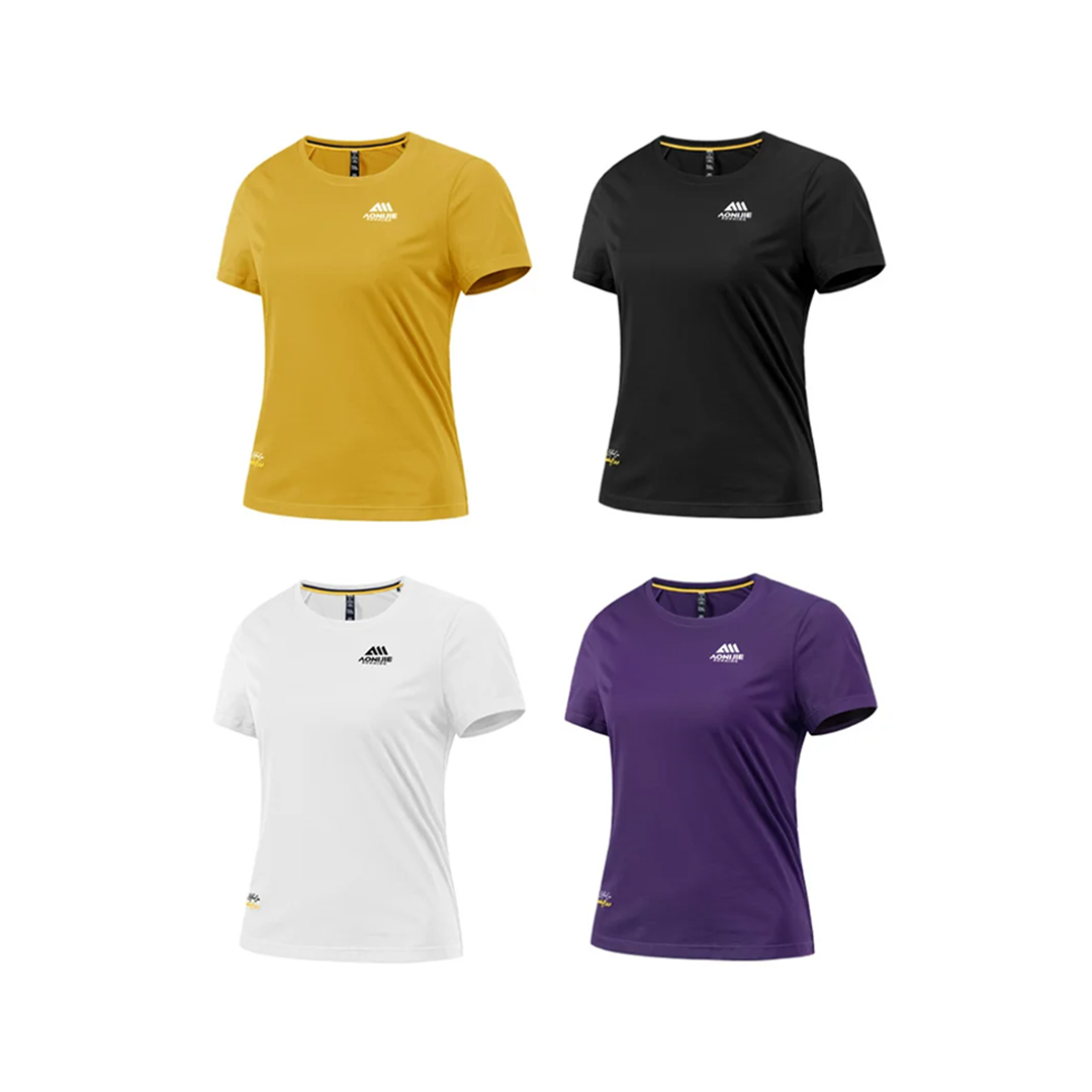 Aonijie FW6231 Women Running Sport Short Sleeve - Baju Lari Wanita Olahraga - BLACK