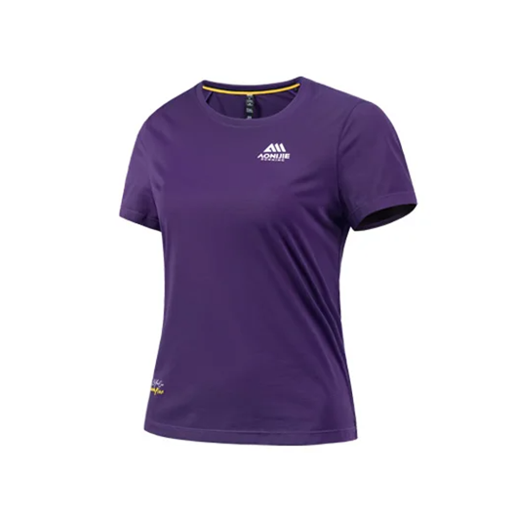 Aonijie FW6231 Women Running Sport Short Sleeve - Baju Lari Wanita Olahraga - BLACK